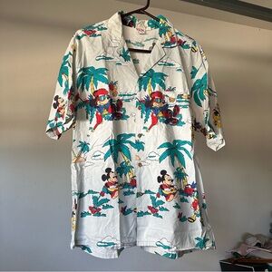 Mickey Tropical Palm Tree Button Up Shirt Hawaiian